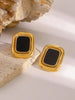 Stainless Steel Pvd Gold Plated Black Stone Earrings Statement Golden Metal for Women Gala Giftсерьги - Image 5
