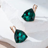 Dark Green Big Stone Women's Drop Earrings Rose Gold Color Wedding Jewelry Accessories - Image 3