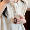 Vintage Irregular Hollow Wooden Heart Geometric Pendant Long Sweater Chain Necklace for Women Charms Jewelry - Image 1