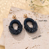 Oval Half String Half Beads Drop Earrings for Women Handmade Crystal Beads Earrings Big Long Earrings Jewelry - Image 6