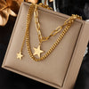 Meyrroyu 316L Stainless Steel Hip Hop PunkVintage Multilayer Coin Pendant Necklace For Women Double Layer Chain Necklace Jewelry - Image 24