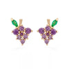Fruit Charm Huggie Earrings with Colorful Stone Accents - Image 30