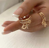 Nwe Stainless Steel Gold Plated Sun Rings for Women Stone Inlaid in Hollow Metal Texture Ring Jewelry - Image 3