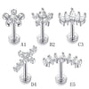 Flower Cluster Cartilage Piercing Stud with Clear Stone Accents - Image 2