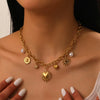 Stainless Steel Golden Summer Sun Heart Drop Necklace For Women Lady Neck Chain Jewelry Gift - Image 3