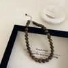 4 6 8mm Pink Color Round Stone Beaded Necklace for Women Handmade Silver Plated Chain Strand Chokers - Image 8
