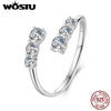 Engagement Opening Ring For Women Silver Diamond Cut Flower Adjustable Promise Rings Girl Party Gift - Image 1