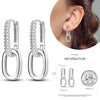 Silver Women Hoop Earrings Gifts For Girl U Rhombic Shape Geometric Lines Zircon Earring - Image 7