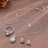 Square Zircon Crystal Earring Necklace Ring 3 Piece Set for Women Silver Color Princess Bride Wedding Banquet Jewelry Set - Image 5