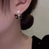 French Retro Romantic Zircon Heart Bow Pendant Dangle Earrings Jewelry Wedding Party Accessories For Women's - Image 3