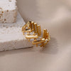 Zircon Bar Rings For Women Gold Plated Stainless Steel Bar Opening Ring Wedding Aesthetic Jewelry - Image 3
