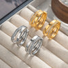 Silver Crystal Zirconia Hoop Earrings for Women Simple Double Ring Circle Earrings Punk Jewelry Party Gifts - Image 1