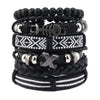 1Set Black Punk Skull Star Shaped Alloy Pu Leather Bracelet - Image 12