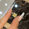 Silver Square Yellow CZ Finger Ring for Women Elegant Wedding Band Accessories Gift Statement Jewelry - Image 4