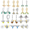 Silver Double stirrup Bee firefly zircon zircon Earrings for Women Jewelry Wedding Birthday mom Gift - Image 1