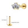 Titanium 16G Triple Baguette CZ Crown Monroe Labret Stud Cartilage Helix Conch Stud Earlobe Piercing - Image 13