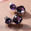 Silver Bridal Earrings for Women Wedding Geometric Purple Cubic Zirconia Elegant Accessories - Image 4