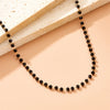 316L Stainless Concise Steel Black Glass Stone Necklace Bracelet Suit For Womens TrendNon-fading jewelry Set - Image 4