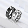 Men’s Silver Color Black Stainless Steel Ring Groove Multi-Faceted Ring for Men Women Engagement Ring Anniversary Gifts - Image 2