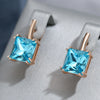 Big Square Sky Blue Stone Drop Earrings For Women Rose Gold Color Zircon Jewelry Accessories - Image 1