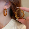Vintage Brown Resin Round Hoop Earrings for Women Elegant Geometric Circle Temperament Earings Wedding Jewelry Gifts - Image 1