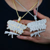 Iced Out Bling CZ Gun Pendant Necklace Cubic Zirconia Letter Steppa Charm Men Hip Hop Jewelry - Image 6