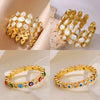 White Zircon Geometric Stainless Steel Rings For Women Gold Color Adjustable Wedding Aesthetic Ring Jewelry Gift Accessories - Image 1
