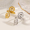 Stainless Steel Irregular Spiral Opening Ring for Women Simple Gold Color Geometric Hollow Adjustable Rings Jewelry - Image 3