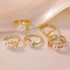 Unique Small Flower Stainless Steel Women's Ring Gold Color Anti Fading Cubic Zirconia Ring Wedding Jewelry Vacation Accessories - Image 3