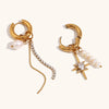 Design Asymmetric Diamonds Stainless Steel Earrings Woman Pearl Charm Gold Hoops Earrings Jewelry Party Accessories - Image 5