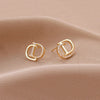 Minimalist Double D Rhinestone Earrings Gold Plated Letter Stud Jewelry for Women Versatile Daily Accessories - Image 3