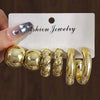 Gold Color Twisted C Shape Tear Drop Earrings Set for Women Metal Geometric Circle Earrings Jewelry - Image 4