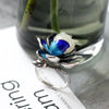 Hetian jade Enamel Porcelain Lotus Canopy Open Ring Chinese Retro Style Design Silver jewelry - Image 4