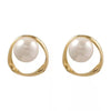 Imitation Pearl Earring for Women Gold Color Round Stud Earrings Korean Delicate Irregular Design Unusual Jewelry - Image 6