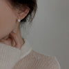 Pearl Look Drop Earrings with Clear Stone Accents in Gold Tone or Silver Tone - Image 2