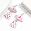 Mirrored Ufo Alien Acrylic Earrings for Women Glitter Pink Rocket Spaceship Long Drop Earring Creative Jewelry Birthday Gift - Image 3