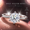 Adjustable Size Rings With Gra Round Diamond For Women Gift Silver Jewelry - Image 3