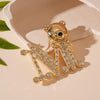 Europe and The United States Inlaid Rhinestone Bear Letter M Brooch Light Temperament Pins - Image 3