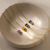Simple Colored Zirconia Charm Bracelet Women's Oval Stainless Steel Bangle Jewelry - Image 3