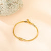 Stainless Steel Double Snake Chain Love Knot Bracelet with Adjustable Length - Image 15