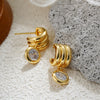 Chic Three Layers CC Piercing Mini Earclip Chunky Circle Zircon Pendant Huggie Hoop Earrings for Women Vintage Jewelry - Image 1
