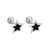 Silver Black Heart Star Round Small Stud Earrings for Women Jewelry Accessories - Image 5