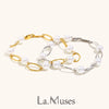 La. Muses Imitation Pearl Oval Buckle Chain Stainless Steel Women's Bracelet Pvd Plated Daily Jewelry Accessories - Image 1