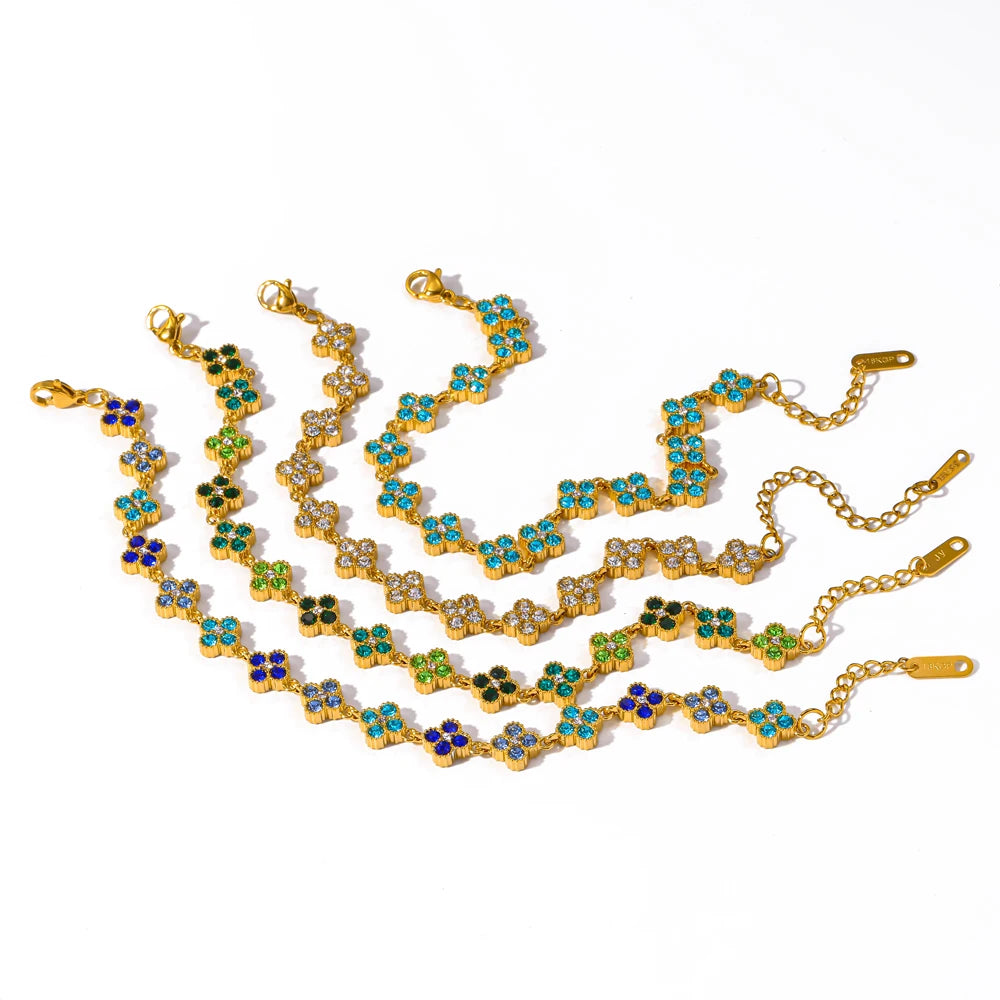 Gold Plated Stainless Steel Bracelet with Delicate Cubic Zirconia Party Jewelry Gift - Image 1