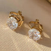 Round Cubic Zirconia Copper Clip Earrings For Women Gold Color Crystal Metal Earring Party Wedding Daily Jewelry - Image 3