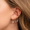 Fruit Charm Huggie Earrings with Colorful Stone Accents - Image 3