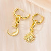 Silver Earrings Women Sparkling Gold Plated Sun Moon Drop Earring For Anniversary Wedding Jewelry Gifts - Image 2