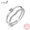 Silver Elegant Double Layers Rhinestone Open Adjustable Rings Women Jewelry Rose Gold Zircon Resizable Ring - Image 1