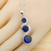 Classic Blue Zirconia Silver Jewelry Sets for Women Earrings Necklace Pendant Ring Bracelet Wedding Gift - Image 4