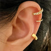 Geometric Double Layer Ear Cuff with Cubic Zirconia No Piercing Needed - Image 14